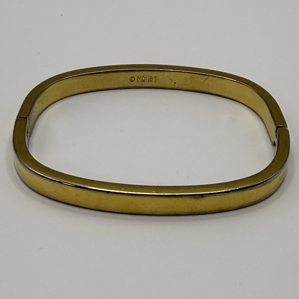 Monet Hinged Bangle Bracelet Slim Stackable Gold Tone Estate
